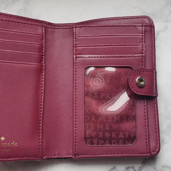 Vintage Purple Burgundy Kate Spade New York Bifold Compact Wallet - Picture 13 of 14
